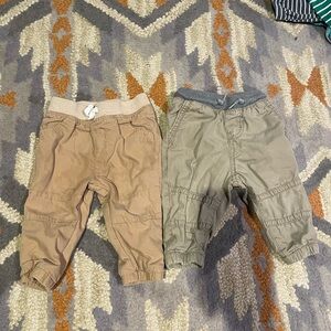 2 pairs of lined khaki pants 6-9 months